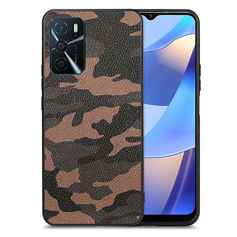 Silikon Hülle Handyhülle Gummi Schutzhülle Flexible Leder Tasche S01D für Oppo A16 Braun