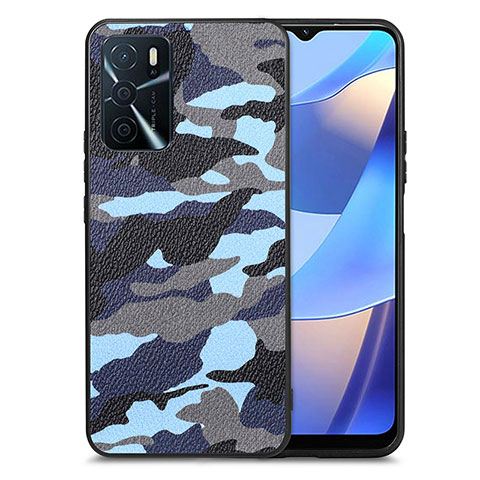 Silikon Hülle Handyhülle Gummi Schutzhülle Flexible Leder Tasche S01D für Oppo A16s Blau