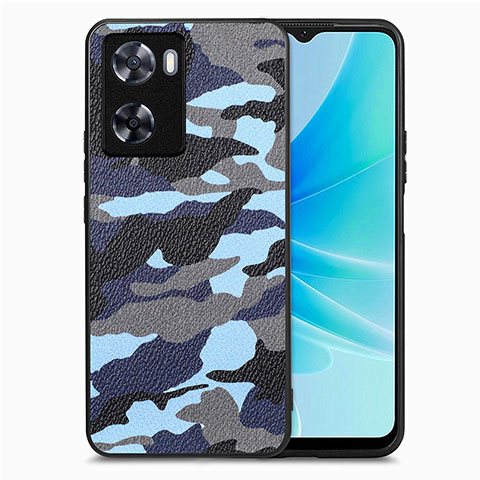 Silikon Hülle Handyhülle Gummi Schutzhülle Flexible Leder Tasche S01D für Oppo A57 4G Blau