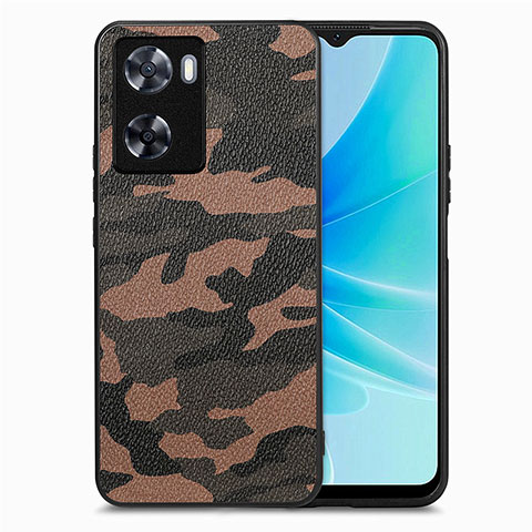 Silikon Hülle Handyhülle Gummi Schutzhülle Flexible Leder Tasche S01D für Oppo A77 4G Braun