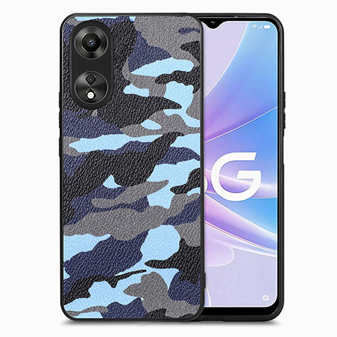 Silikon Hülle Handyhülle Gummi Schutzhülle Flexible Leder Tasche S01D für Oppo A78 5G Blau