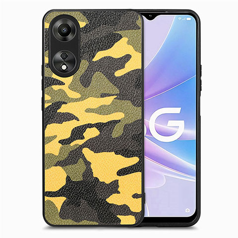 Silikon Hülle Handyhülle Gummi Schutzhülle Flexible Leder Tasche S01D für Oppo A78 5G Gelb