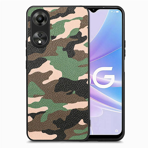 Silikon Hülle Handyhülle Gummi Schutzhülle Flexible Leder Tasche S01D für Oppo A78 5G Grün