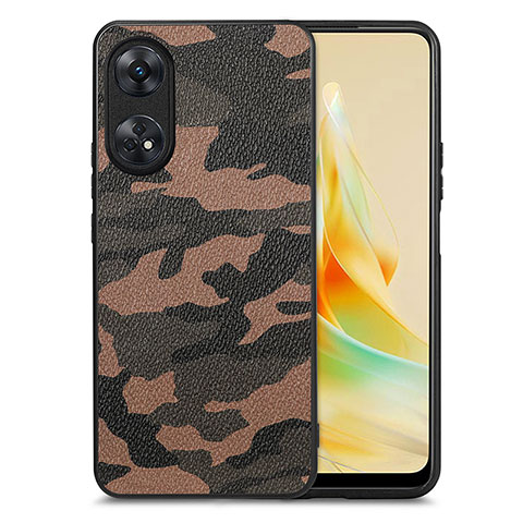 Silikon Hülle Handyhülle Gummi Schutzhülle Flexible Leder Tasche S01D für Oppo Reno8 T 4G Braun