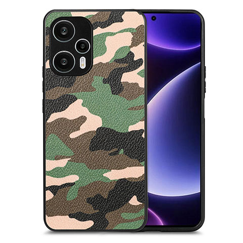 Silikon Hülle Handyhülle Gummi Schutzhülle Flexible Leder Tasche S01D für Xiaomi Redmi Note 12 Turbo 5G Grün