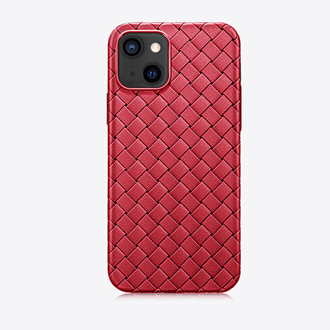 Silikon Hülle Handyhülle Gummi Schutzhülle Flexible Leder Tasche S02 für Apple iPhone 15 Rot