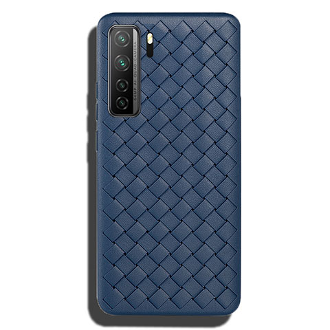 Silikon Hülle Handyhülle Gummi Schutzhülle Flexible Leder Tasche S02 für Huawei Nova 7 SE 5G Blau