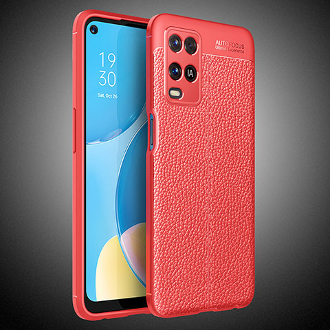 Silikon Hülle Handyhülle Gummi Schutzhülle Flexible Leder Tasche S02 für Oppo A54 4G Rot