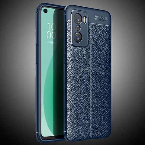 Silikon Hülle Handyhülle Gummi Schutzhülle Flexible Leder Tasche S02 für Oppo A55S 5G Blau