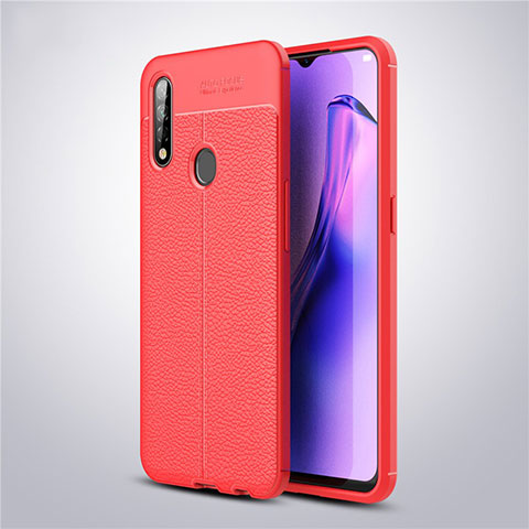 Silikon Hülle Handyhülle Gummi Schutzhülle Flexible Leder Tasche S02 für Oppo A8 Rot