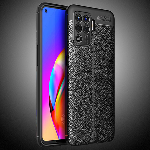 Silikon Hülle Handyhülle Gummi Schutzhülle Flexible Leder Tasche S02 für Oppo A94 4G Schwarz