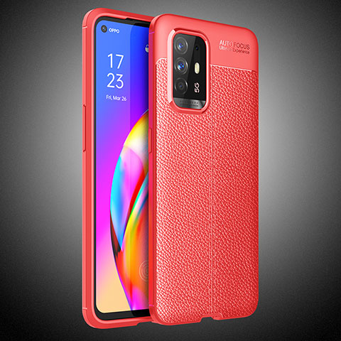 Silikon Hülle Handyhülle Gummi Schutzhülle Flexible Leder Tasche S02 für Oppo F19 Pro+ Plus 5G Rot