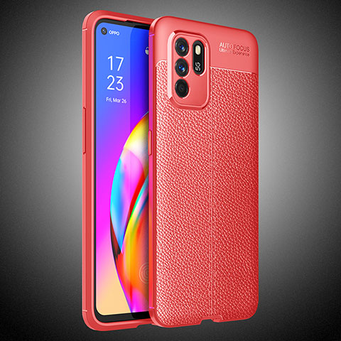 Silikon Hülle Handyhülle Gummi Schutzhülle Flexible Leder Tasche S02 für Oppo Reno6 Z 5G Rot