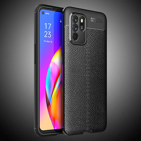 Silikon Hülle Handyhülle Gummi Schutzhülle Flexible Leder Tasche S02 für Oppo Reno6 Z 5G Schwarz