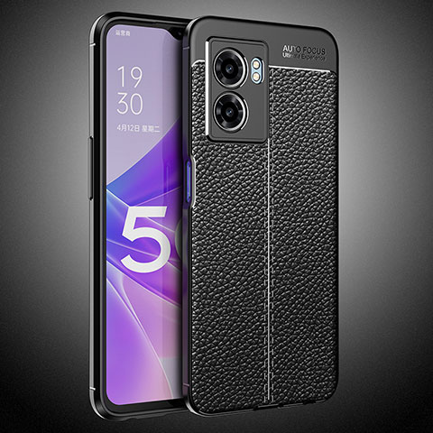 Silikon Hülle Handyhülle Gummi Schutzhülle Flexible Leder Tasche S02 für Realme Q5i 5G Schwarz