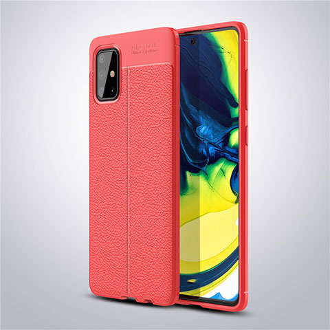 Silikon Hülle Handyhülle Gummi Schutzhülle Flexible Leder Tasche S02 für Samsung Galaxy A71 4G A715 Rot