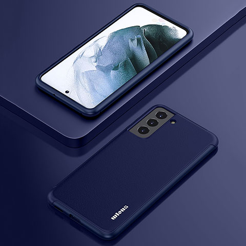 Silikon Hülle Handyhülle Gummi Schutzhülle Flexible Leder Tasche S02 für Samsung Galaxy S22 5G Blau
