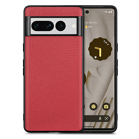 Silikon Hülle Handyhülle Gummi Schutzhülle Flexible Leder Tasche S02D für Google Pixel 7 Pro 5G Rot