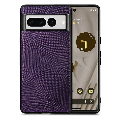 Silikon Hülle Handyhülle Gummi Schutzhülle Flexible Leder Tasche S02D für Google Pixel 7 Pro 5G Violett