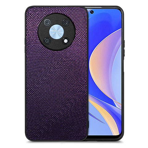 Silikon Hülle Handyhülle Gummi Schutzhülle Flexible Leder Tasche S02D für Huawei Enjoy 50 Pro Violett