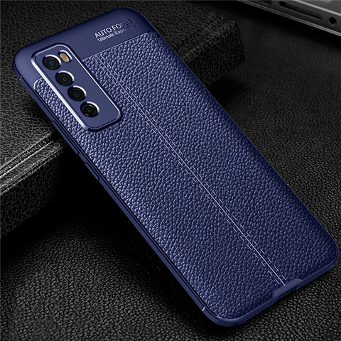 Silikon Hülle Handyhülle Gummi Schutzhülle Flexible Leder Tasche S03 für Huawei Nova 7 5G Blau