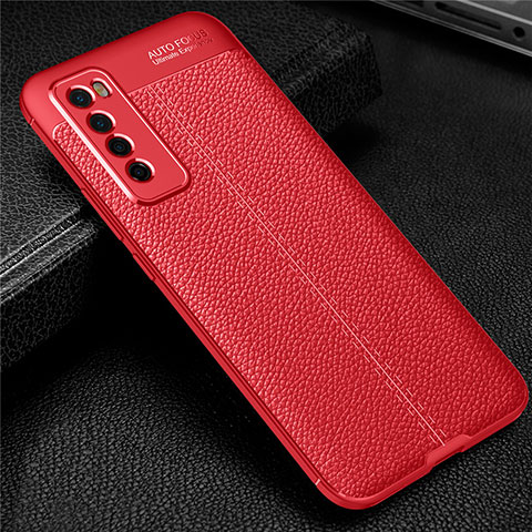 Silikon Hülle Handyhülle Gummi Schutzhülle Flexible Leder Tasche S03 für Huawei Nova 7 5G Rot