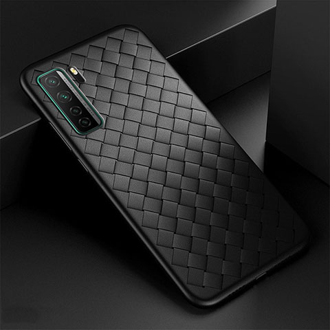 Silikon Hülle Handyhülle Gummi Schutzhülle Flexible Leder Tasche S03 für Huawei Nova 7 SE 5G Schwarz