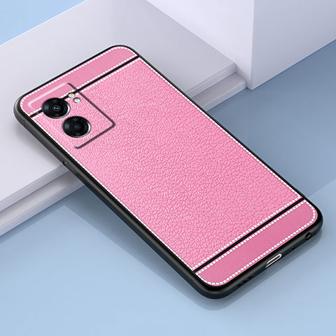 Silikon Hülle Handyhülle Gummi Schutzhülle Flexible Leder Tasche S03 für Oppo A57 5G Rosa