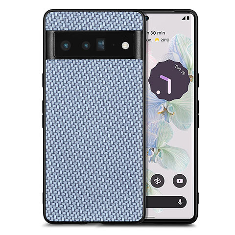 Silikon Hülle Handyhülle Gummi Schutzhülle Flexible Leder Tasche S03D für Google Pixel 6 Pro 5G Blau