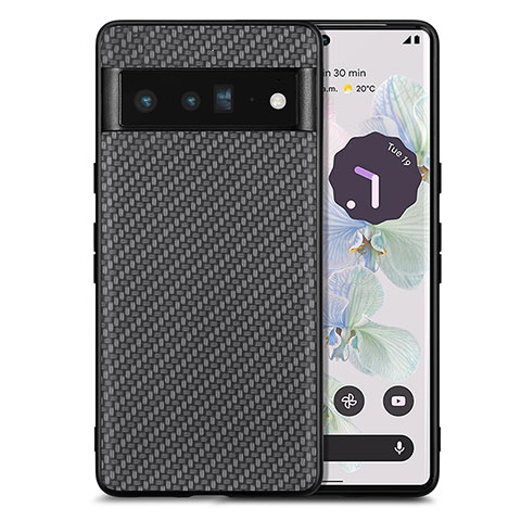 Silikon Hülle Handyhülle Gummi Schutzhülle Flexible Leder Tasche S03D für Google Pixel 6 Pro 5G Schwarz
