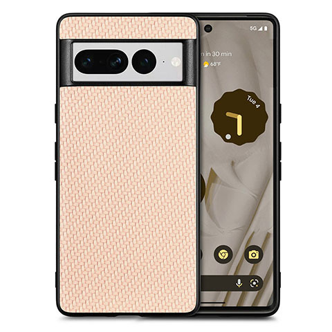 Silikon Hülle Handyhülle Gummi Schutzhülle Flexible Leder Tasche S03D für Google Pixel 7 Pro 5G Gold