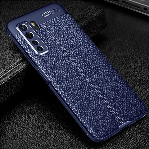 Silikon Hülle Handyhülle Gummi Schutzhülle Flexible Leder Tasche S04 für Huawei Nova 7 SE 5G Blau