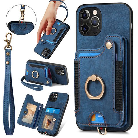 Silikon Hülle Handyhülle Gummi Schutzhülle Flexible Leder Tasche SD1 für Apple iPhone 13 Pro Blau