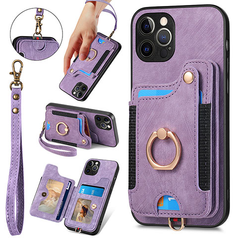 Silikon Hülle Handyhülle Gummi Schutzhülle Flexible Leder Tasche SD1 für Apple iPhone 14 Pro Helles Lila