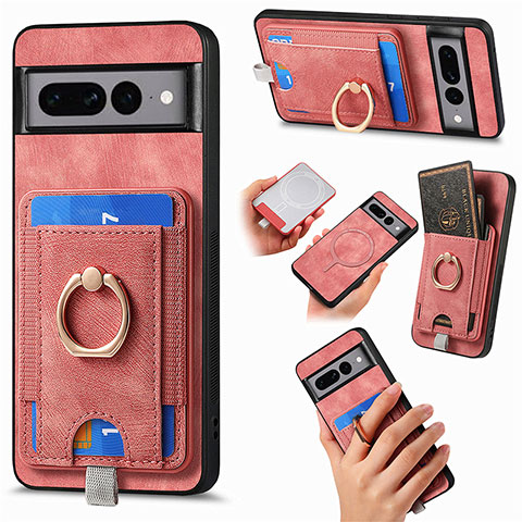 Silikon Hülle Handyhülle Gummi Schutzhülle Flexible Leder Tasche SD1 für Google Pixel 7 Pro 5G Rosa