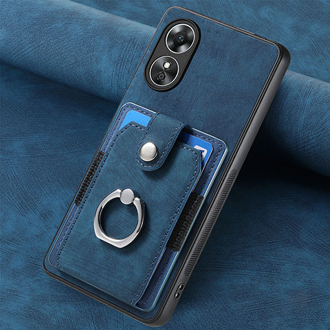 Silikon Hülle Handyhülle Gummi Schutzhülle Flexible Leder Tasche SD1 für Oppo A17 Blau