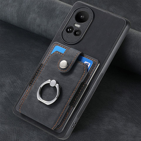 Silikon Hülle Handyhülle Gummi Schutzhülle Flexible Leder Tasche SD1 für Oppo Reno10 Pro 5G Schwarz