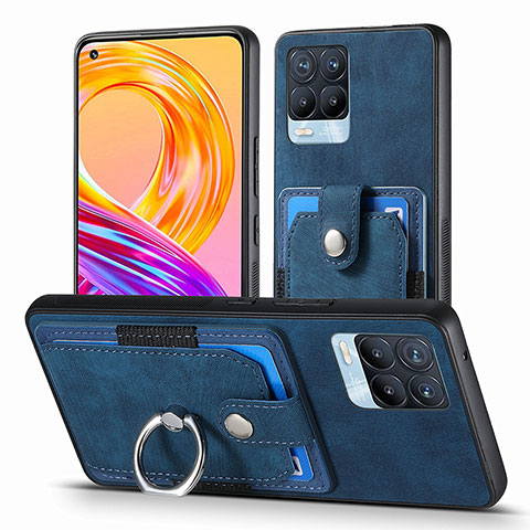 Silikon Hülle Handyhülle Gummi Schutzhülle Flexible Leder Tasche SD1 für Realme 8 Pro Blau