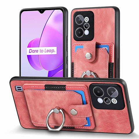 Silikon Hülle Handyhülle Gummi Schutzhülle Flexible Leder Tasche SD1 für Realme C31 Rosa