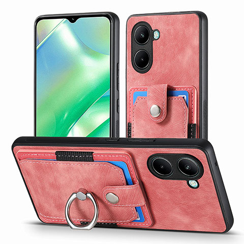 Silikon Hülle Handyhülle Gummi Schutzhülle Flexible Leder Tasche SD1 für Realme C33 (2023) Rosa