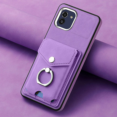 Silikon Hülle Handyhülle Gummi Schutzhülle Flexible Leder Tasche SD1 für Samsung Galaxy A03 Violett