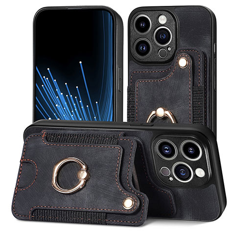 Silikon Hülle Handyhülle Gummi Schutzhülle Flexible Leder Tasche SD10 für Apple iPhone 13 Pro Max Schwarz