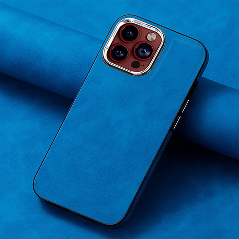 Silikon Hülle Handyhülle Gummi Schutzhülle Flexible Leder Tasche SD13 für Apple iPhone 16 Pro Blau