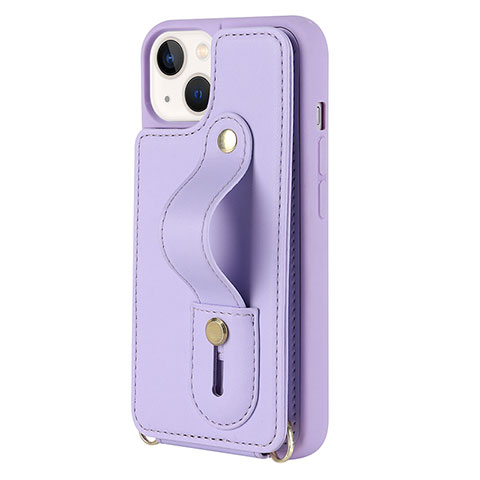 Silikon Hülle Handyhülle Gummi Schutzhülle Flexible Leder Tasche SD14 für Apple iPhone 15 Plus Violett