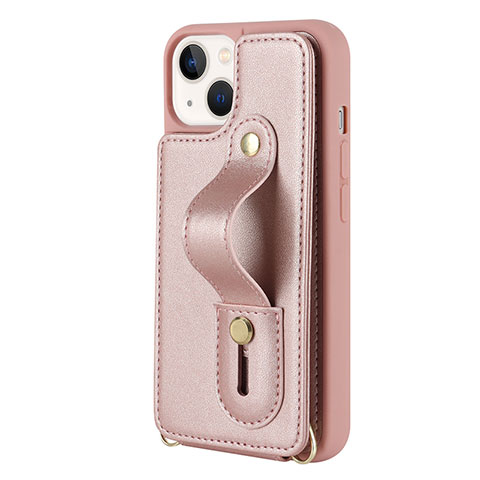 Silikon Hülle Handyhülle Gummi Schutzhülle Flexible Leder Tasche SD14 für Apple iPhone 15 Rosegold