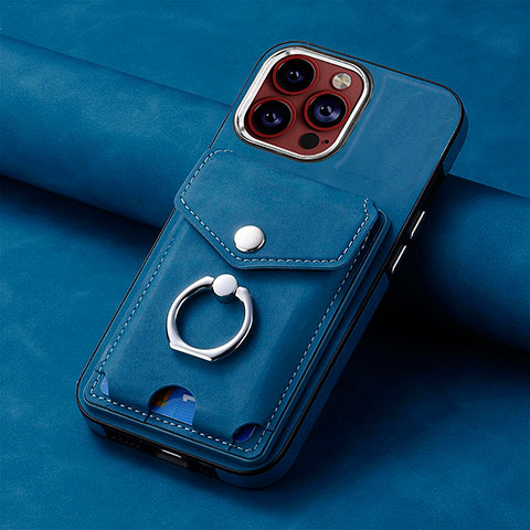 Silikon Hülle Handyhülle Gummi Schutzhülle Flexible Leder Tasche SD15 für Apple iPhone 14 Pro Blau