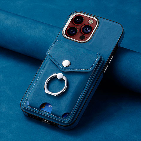 Silikon Hülle Handyhülle Gummi Schutzhülle Flexible Leder Tasche SD15 für Apple iPhone 16 Pro Blau