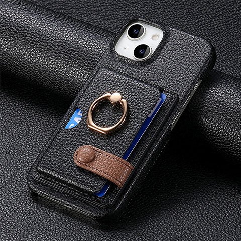 Silikon Hülle Handyhülle Gummi Schutzhülle Flexible Leder Tasche SD17 für Apple iPhone 13 Schwarz