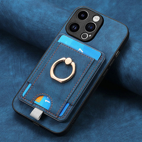 Silikon Hülle Handyhülle Gummi Schutzhülle Flexible Leder Tasche SD18 für Apple iPhone 16 Pro Blau