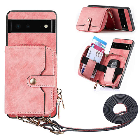 Silikon Hülle Handyhülle Gummi Schutzhülle Flexible Leder Tasche SD2 für Google Pixel 6 5G Rosa